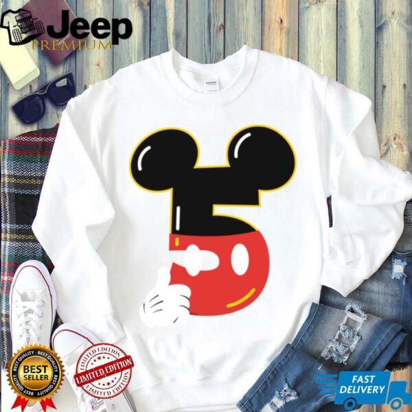 Disney Mickey Numbers _5_ Fifth 5th Birthday Party Gift Shirt