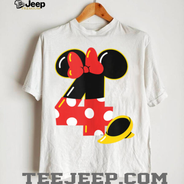 Disney Minnie Numbers 4 Fourth 4th Birthday Party Gift Shirt