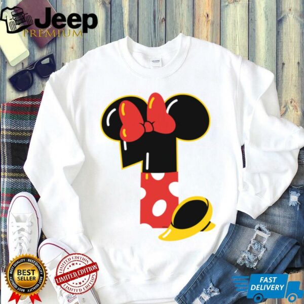 Disney Minnie Numbers _1_ First 1st Birthday Party Gift Shirt