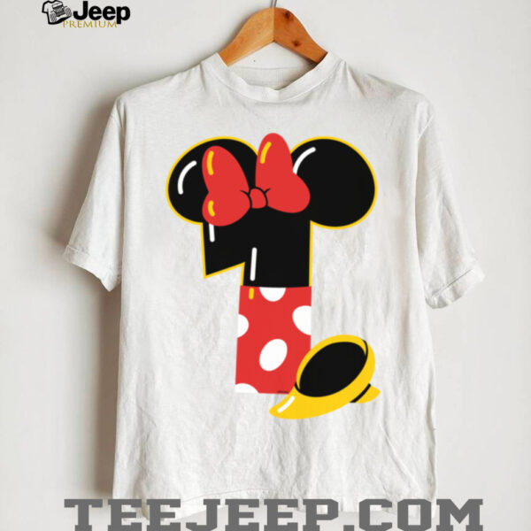 Disney Minnie Numbers _1_ First 1st Birthday Party Gift Shirt