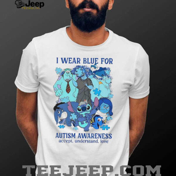 Disney Stitch eeyore sadness I wear blue for autism awareness shirt