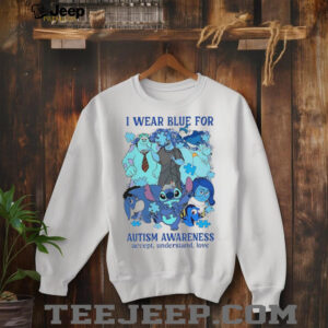 Disney Stitch eeyore sadness I wear blue for autism awareness shirt2