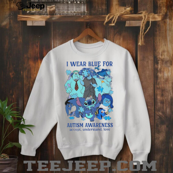 Disney Stitch eeyore sadness I wear blue for autism awareness shirt