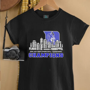 Duke Blue Devils 2025 ACC Men Basketball Tournament Champions name skyline city shirt3