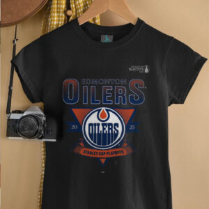 Edmonton Oilers Fanatics Heather Charcoal 2025 Stanley Cup Playoffs Crossbar Tri Blend T Shirt
