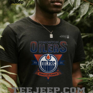 Edmonton Oilers Fanatics Heather Charcoal 2025 Stanley Cup Playoffs Crossbar Tri Blend T Shirt2