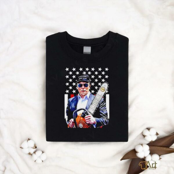 Elon Musk Chainsaw Doge USA flag shirt