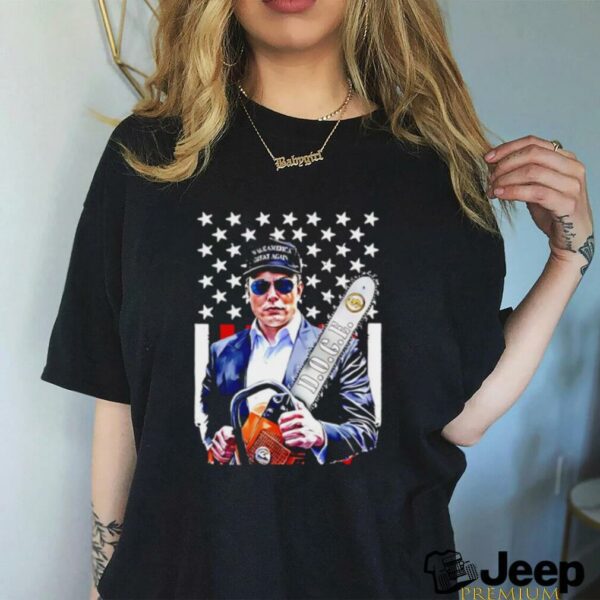 Elon Musk Chainsaw Doge USA flag shirt