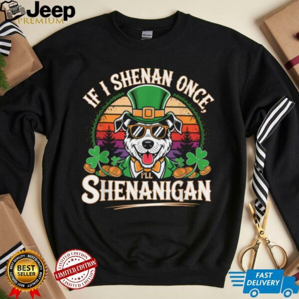 Funny If I Shenan Once I’ll Shenanigan Dog St Patricks T Shirt