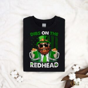 Funny Leprechaun Dibs On The Redhead St Patricks Day Mens T Shirt2