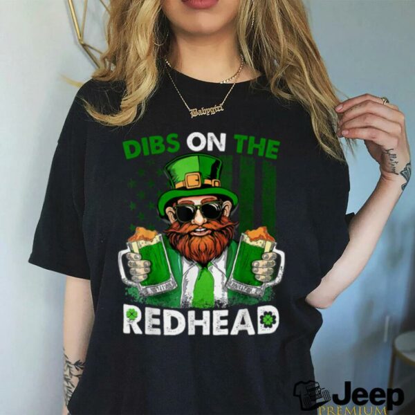 Funny Leprechaun Dibs On The Redhead St Patricks Day Mens T Shirt