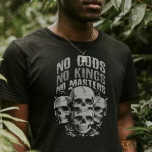 Funny Skull Design No Gods, No Kings, No Masters Tee...