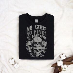 Funny Skull Design No Gods No Kings No Masters Tee T Shirt2