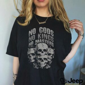 Funny Skull Design No Gods No Kings No Masters Tee T Shirt3
