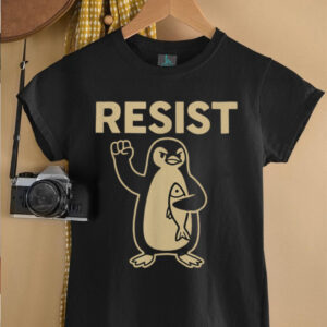 Funny Vintage Resist Penguin Activism Graphic Design T Shirt