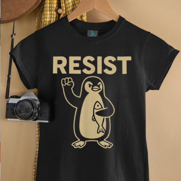 Funny Vintage Resist Penguin Activism Graphic Design T Shirt