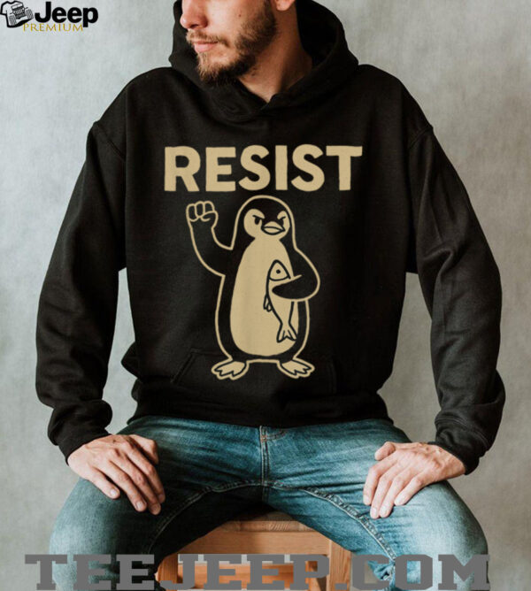 Funny Vintage Resist Penguin Activism Graphic Design T Shirt