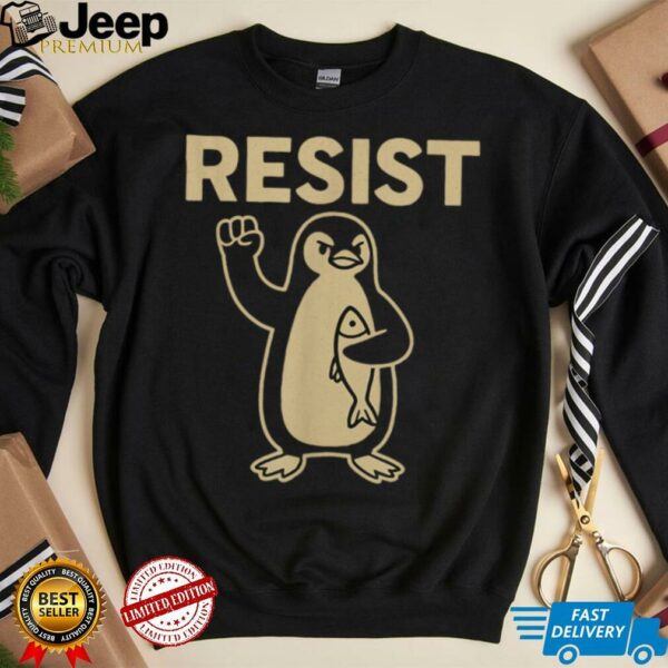 Funny Vintage Resist Penguin Activism Graphic Design T Shirt