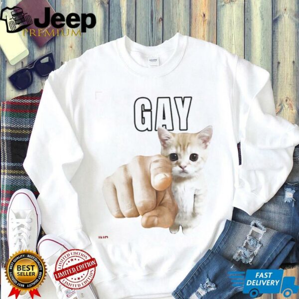 Gay pointing cat shirt