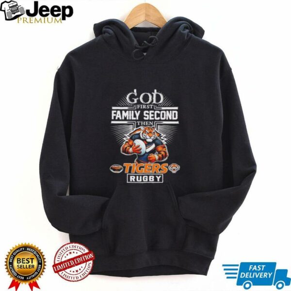 God first family second then Tigers rugby mascot unisex t shirt
