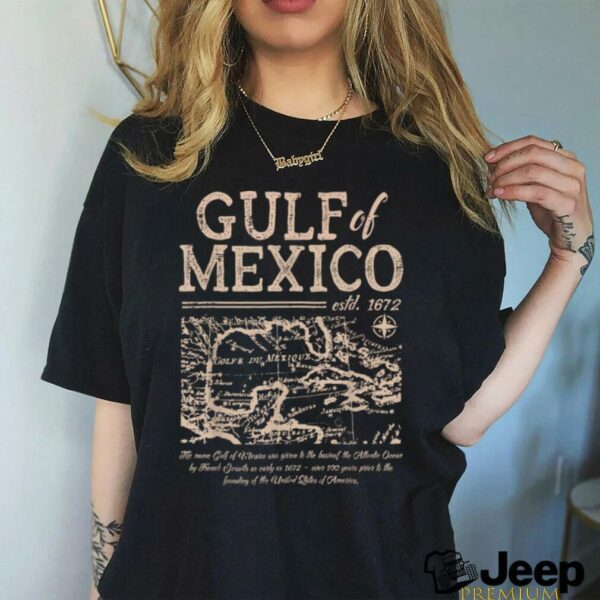 Gulf Of Mexico 1672 Historic Map Retro Gulfo Men Women Kids T Shirt