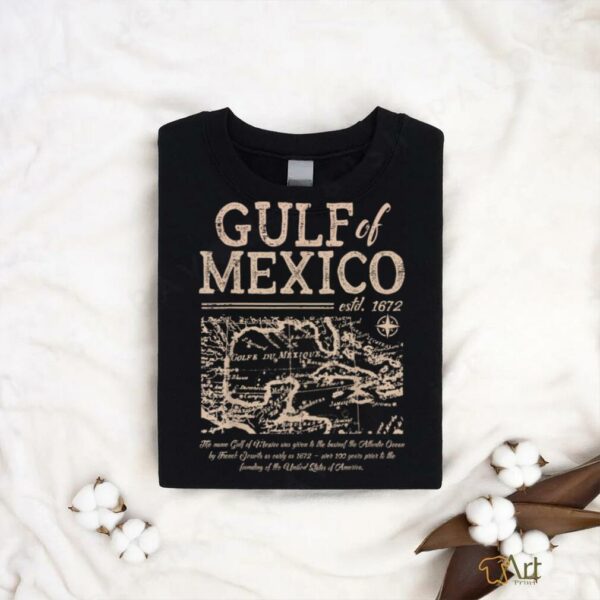 Gulf Of Mexico 1672 Historic Map Retro Gulfo Men Women Kids T Shirt