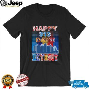 Happy 313 day Detroit city skyline shirt2