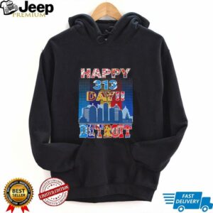 Happy 313 day Detroit city skyline shirt4