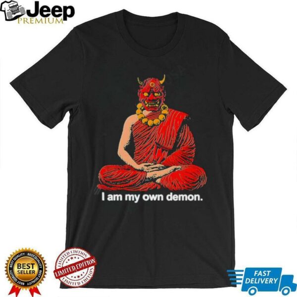 I Am My Own Demon Buddhist Oni Mask Meditating Monk Dark Art shirt