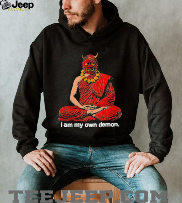 I Am My Own Demon Buddhist Oni Mask Meditating Monk Dark Art shirt