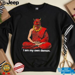 I Am My Own Demon Buddhist Oni Mask Meditating Monk Dark Art shirt5