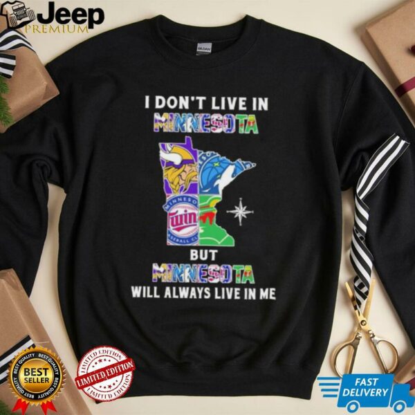 I Don’t Live In Minnesota Sports Teams But Minnesota Will Always Live In Me Shirt