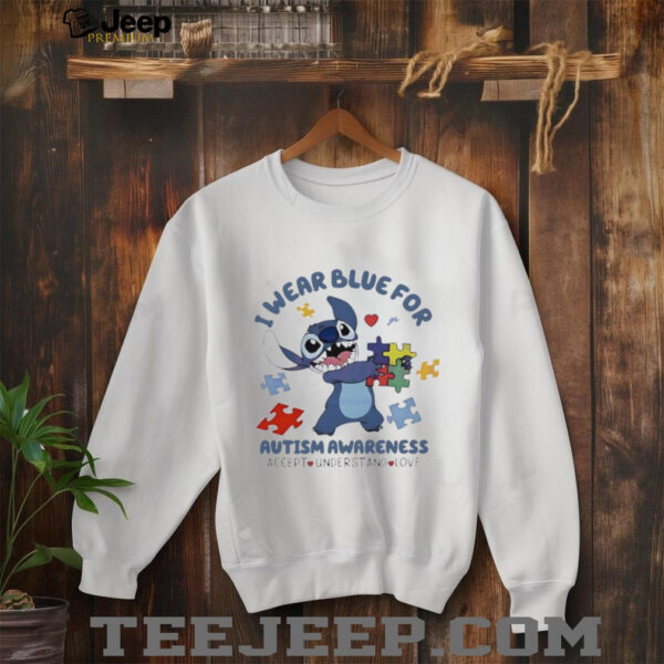 I Wear For Blue Autism Awareness Accept Understand Love Stitch shirt