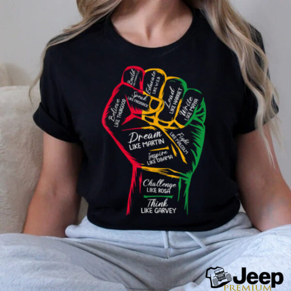 Inspiring Black Leaders Power Fist Hand Black History Month T Shirt