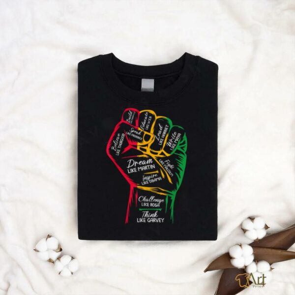 Inspiring Black Leaders Power Fist Hand Black History Month T Shirt