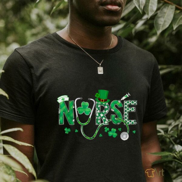 Irish Nurse St Patricks Day Shamrock Stethocsope T Shirt