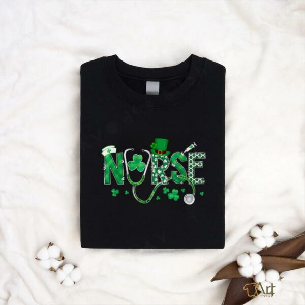 Irish Nurse St Patricks Day Shamrock Stethocsope T Shirt
