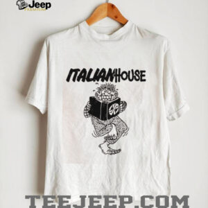 Italian House Cartoon Monster Reading Book Black and White Graphic shirt0