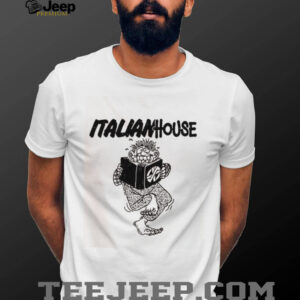Italian House Cartoon Monster Reading Book Black and White Graphic shirt1