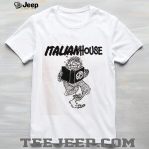 Italian House Cartoon Monster Reading Book Black and White Graphic shirt2