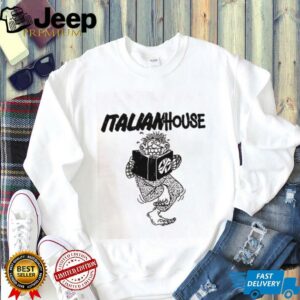 Italian House Cartoon Monster Reading Book Black and White Graphic shirt3