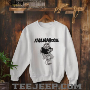 Italian House Cartoon Monster Reading Book Black and White Graphic shirt4