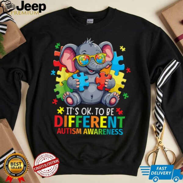 It’s Okay To Be Different Autism Awareness Cute Elephant T Shirt