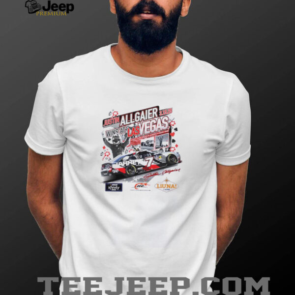 Justin Allgaier Checkered Flag Sports White 2025 Xfinity Series The LiUNA Race Winner shirt