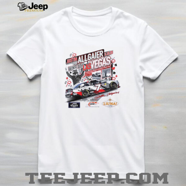 Justin Allgaier Checkered Flag Sports White 2025 Xfinity Series The LiUNA Race Winner shirt