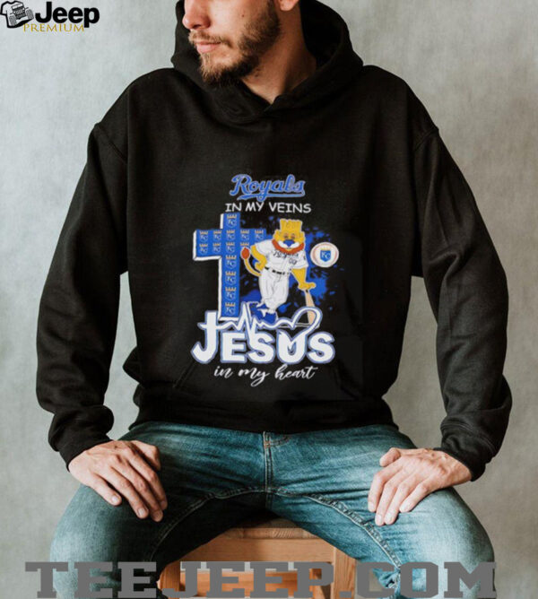 Kansas City Royals in my veins Jesus in my heart mascot shirt