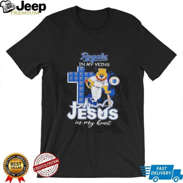 Kansas City Royals in my veins Jesus in my heart mascot shirt