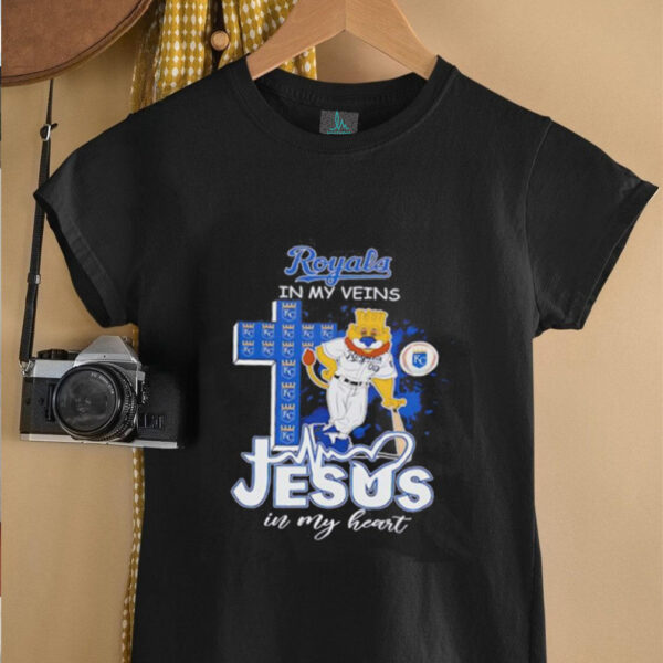 Kansas City Royals in my veins Jesus in my heart mascot shirt