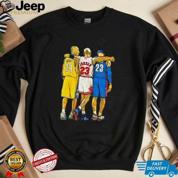 Kobe Bryant Michael Jordan LeBron James NBA Legends Art Style Shirt
