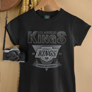 Los Angeles Kings Fanatics Heather Charcoal 2025 Stanley Cup Playoffs Crossbar Tri Blend T Shirt0